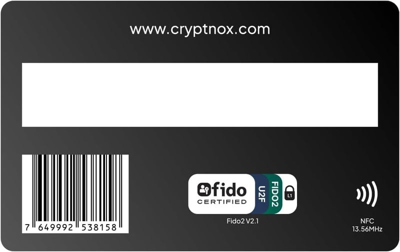 Cryptnox FIDO2 Security Key Card, Two Factor Authentication (2FA) NFC Security Key FIDO 2.1 Level 1 Certified, Passwordless Login & 2FA Via NFC Or Contact, Works with Windows, Mac, iOS, Android - Image 3